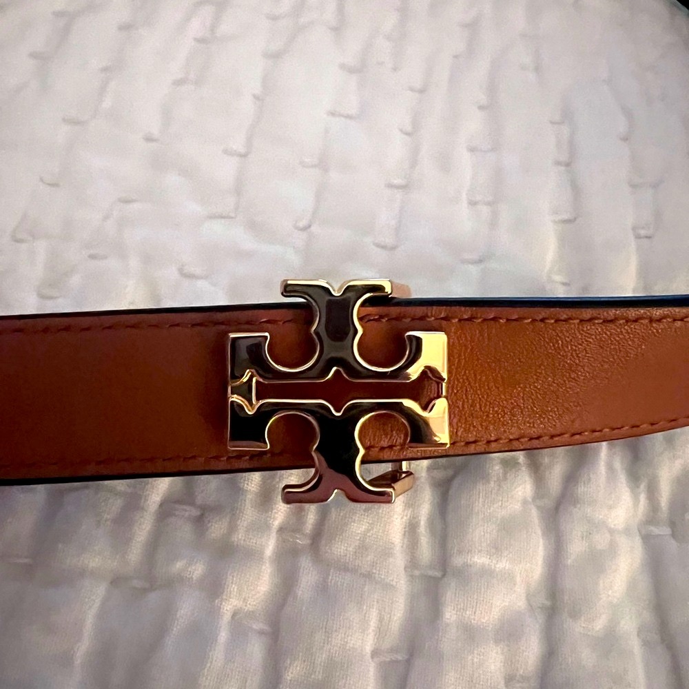 Tory Burch Brown/Black Leather reversible Belt